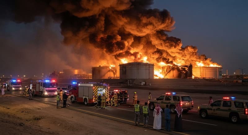Massive Explosions Rock Riyadh as Aramco Fuel Tank Catches Fire