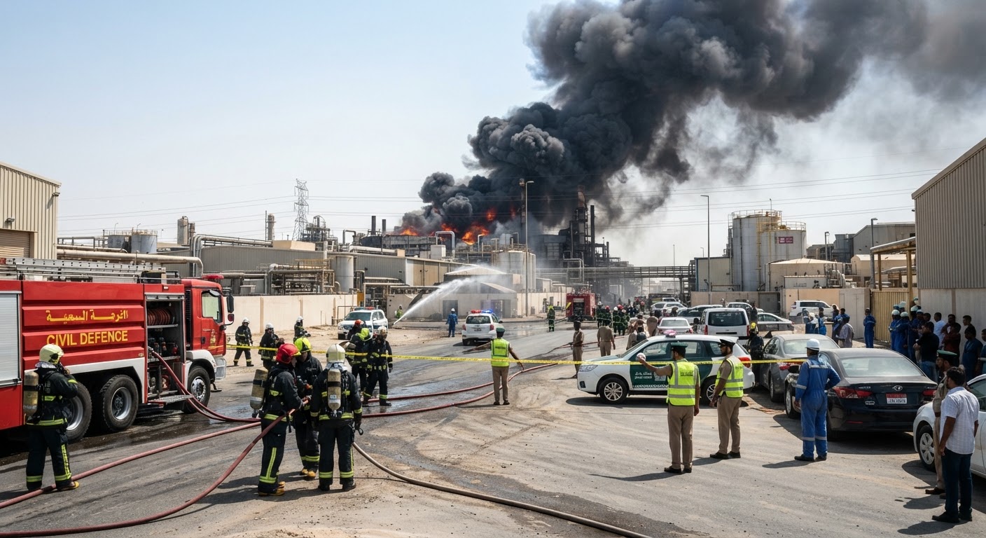 Urgent: Abu Dhabi Police Fight Major Factory Fire in ICAD 3