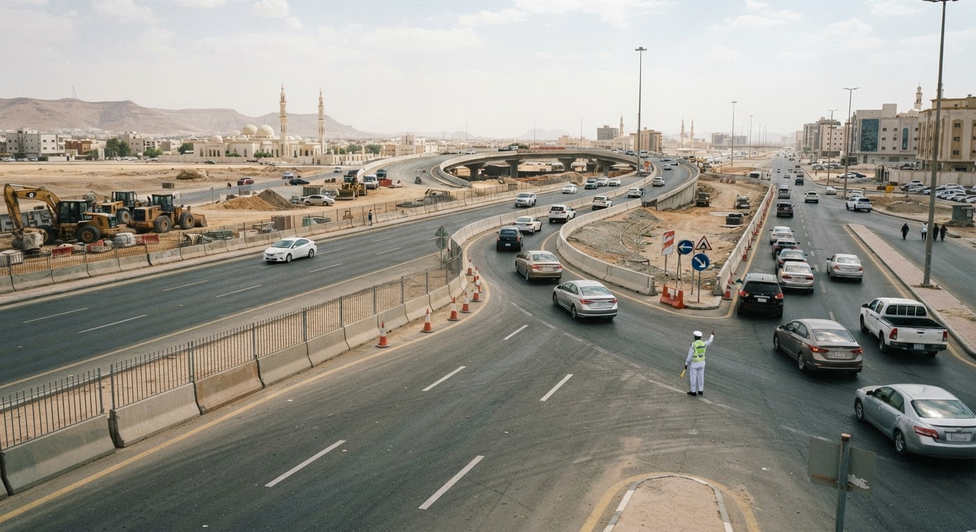 Riyadh Starts New Traffic Diversion at Thumamah and Al-Sahabah Road Junction