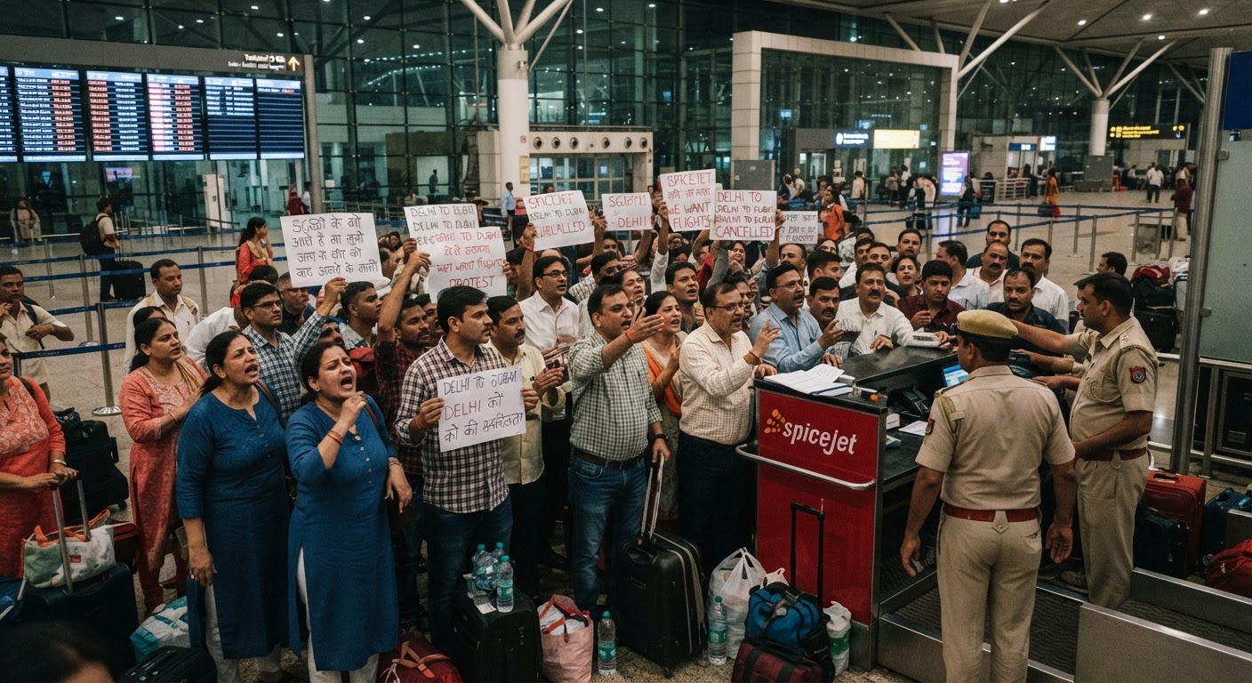 Over 200 Passengers Protest at Delhi Airport After SpiceJet Dubai Flights Delayed