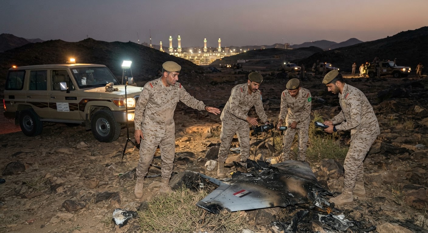 Urgent: Saudi Air Defenses Stop Houthi Drone Targeting Mecca Safely
