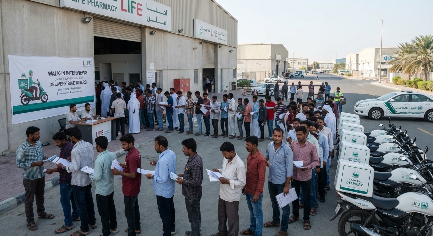 Amazing Dubai Job Alert: LIFE Pharmacy Walk-In Interviews for Riders!